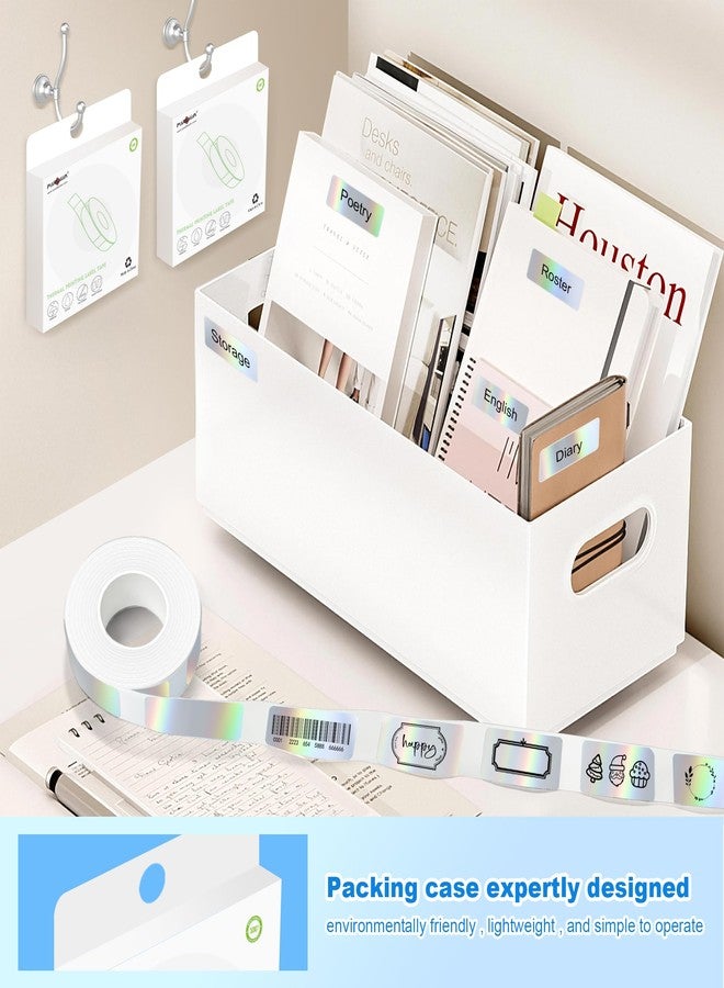 PARLAIM Label Maker Tape,Thermal Label 0.55"X1.18" (14mm X 30mm) 210 Labels/Roll,Compatible with D30 Label Printer,Self-Adhesive Label Tape for for Home Office Small Business (Holographic Silver) - Image 4