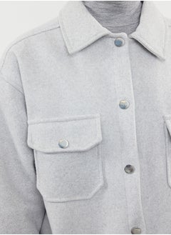 trendyol Stone Oversize Stamp Shacket Slim Jacket Coat TWOAW25MO00077  - Image 4