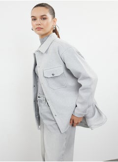 trendyol Stone Oversize Stamp Shacket Slim Jacket Coat TWOAW25MO00077  - Image 2