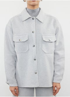 trendyol Stone Oversize Stamp Shacket Slim Jacket Coat TWOAW25MO00077  - Image 3