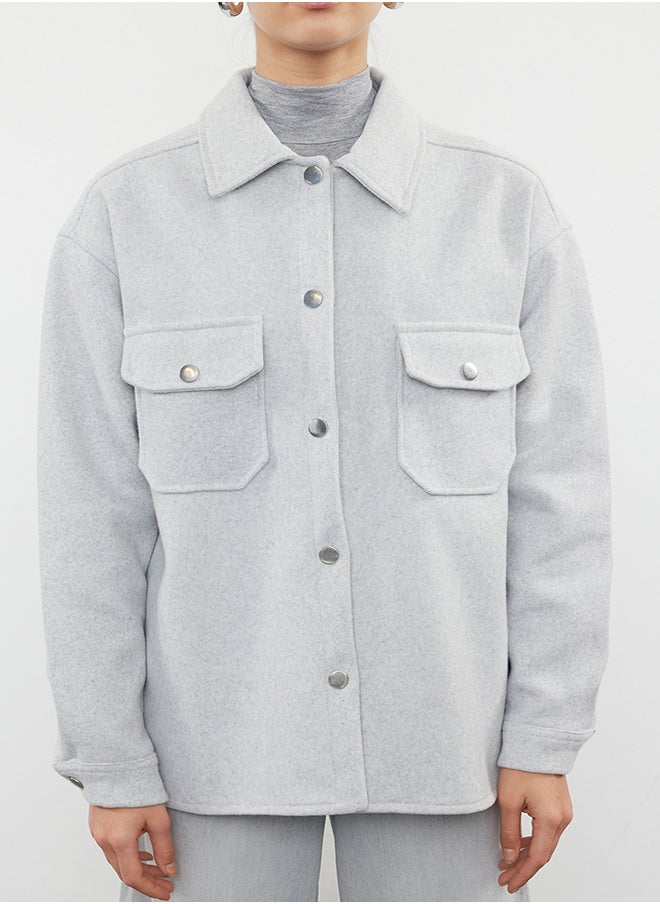 trendyol Stone Oversize Stamp Shacket Slim Jacket Coat TWOAW25MO00077  - Image 3