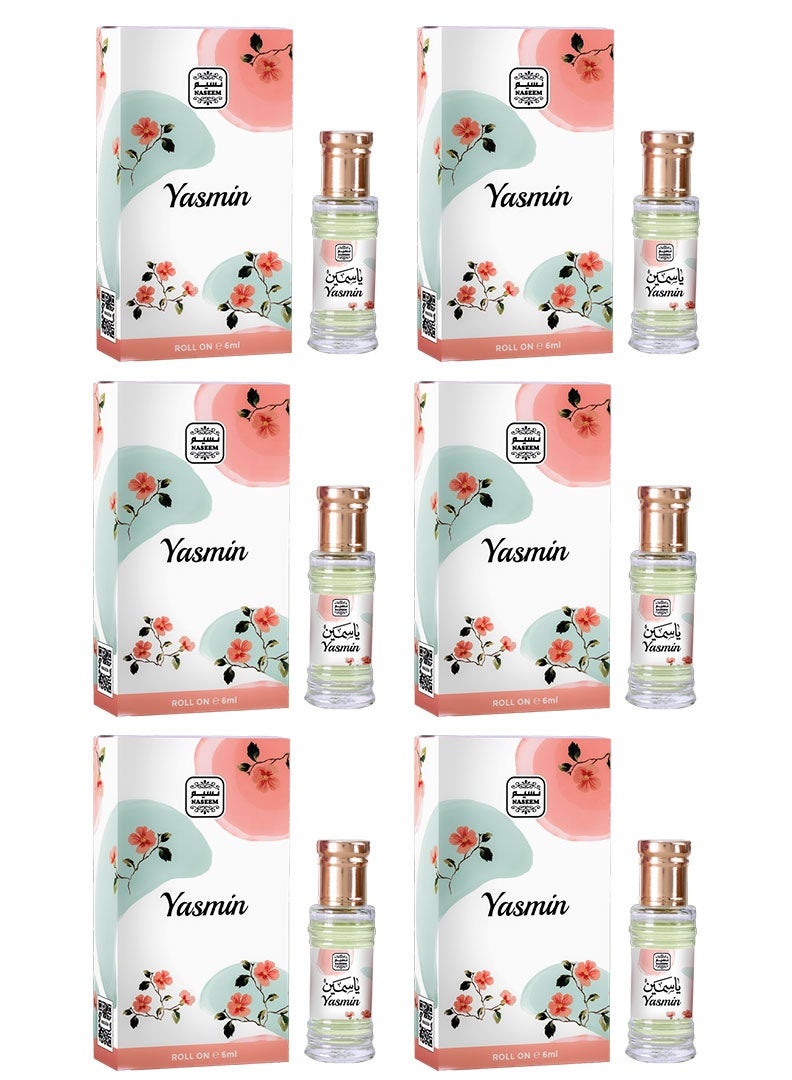 Naseem Yasmine Perfume Oil Roll-On for Women - 6ml (Pack of 6)
