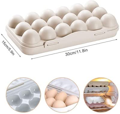 Avinya Grid Eggs Carrier Container Plastic Egg Holder Trays Storage Box Portable Stackable Refrigerator with Lid for Protect Keep Fresh Tray HolderContainerStorage Organizer 1pcs for 18 Grid - Image 2