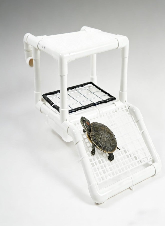 HYLCWTH Hanging Turtle Basking Platform, 2-in-1 Turtle Dock for Basking and Laying Eggs with DIY PVC Pipes and Nesting Box, 9.5" Width Resting Area, Ramp for Reptile Frog Terrapin - Image 1