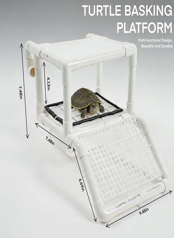 HYLCWTH Hanging Turtle Basking Platform, 2-in-1 Turtle Dock for Basking and Laying Eggs with DIY PVC Pipes and Nesting Box, 9.5" Width Resting Area, Ramp for Reptile Frog Terrapin - Image 2