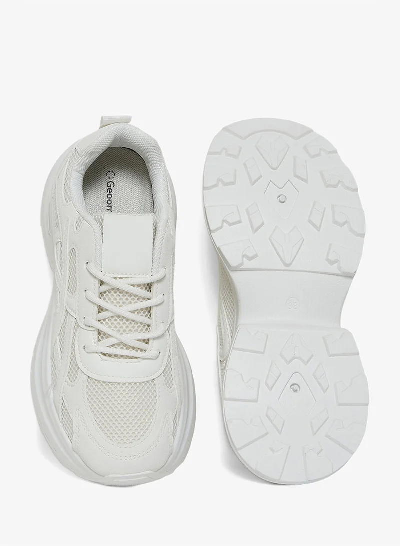 Geoomnii WHITE GEOOMNII All-Day Comfort with Sports Shoes for Women – Breathable Mesh, Cushioned Insole, Lightweight Feel, Non-Slip Grip, Flexible Fit for Women | Best Price UAE