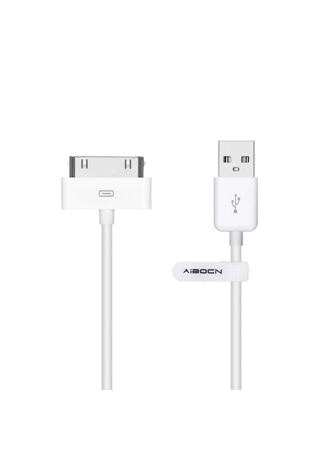 Aibocn كابل دوك للشحن والمزامنة معتمد من MFi بموصل 30 دبوس لجهاز iPhone 4 4S / iPad 1 2 3 / iPod Nano / iPod Touch - أبيض - Image 1