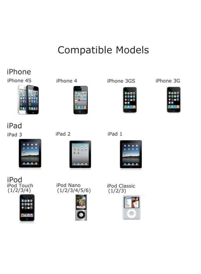 Aibocn كابل دوك للشحن والمزامنة معتمد من MFi بموصل 30 دبوس لجهاز iPhone 4 4S / iPad 1 2 3 / iPod Nano / iPod Touch - أبيض - Image 5