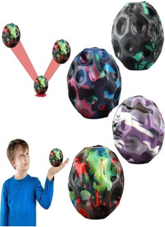 EKKONG EKKONG Pack of 4 Moon Ball, Astro Jump Ball, High Jumps, Rubber Ball, Space Ball, Moonball, Make a Banging Noise, Bounce Ball Bouncing Ball for Children, High Bounce Hole Ball, Moon Ball, Lava Ball 