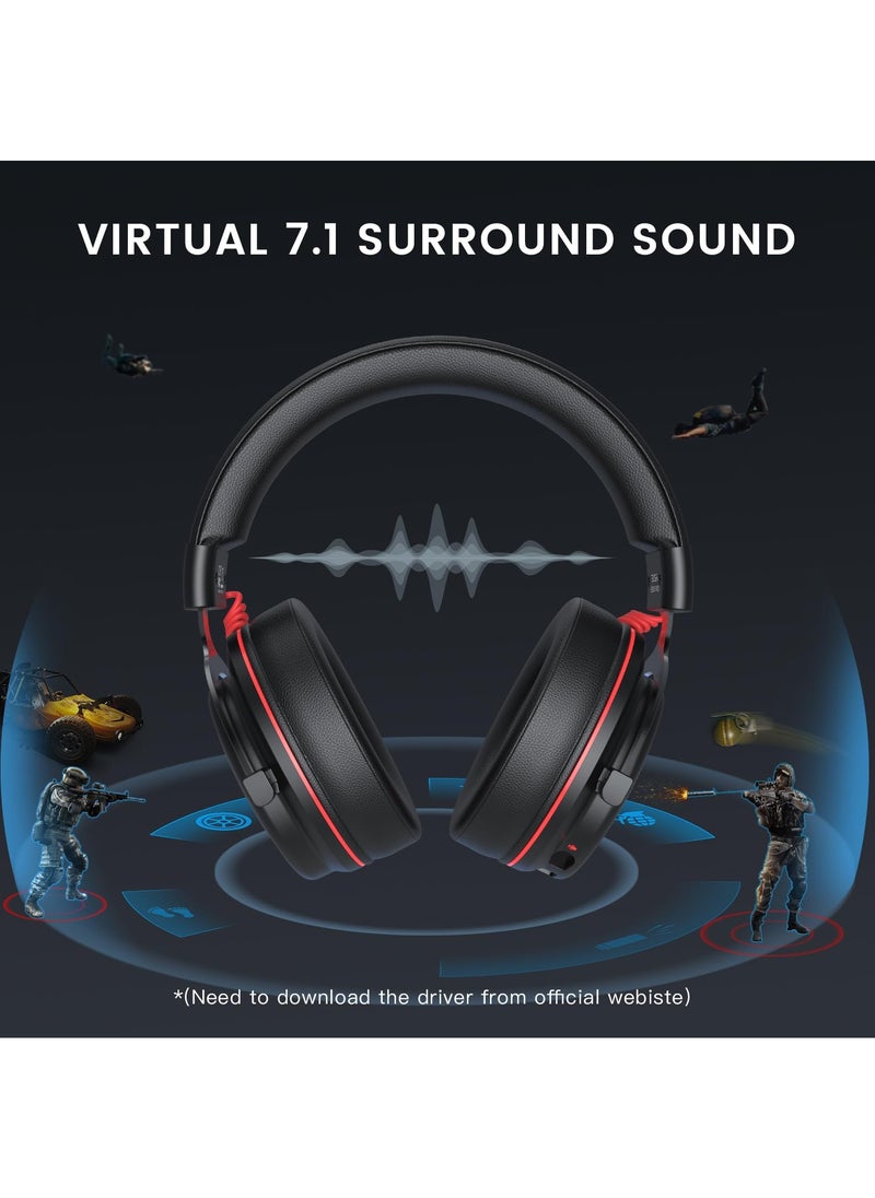 EKSA EKSA E900 Pro USB Gaming Headset-Xbox One Headset with 7.1 Surround Sound, PS4/PS5 Headset Noise Cancelling Headset with Mic&LED Light, Compatible with PC, PS4, PS5, Xbox One Controller, Nintendo Switch  - Image 2