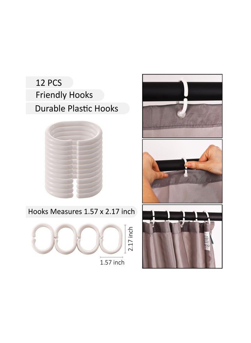 Zeenah Furniture Solid Stone Color Shower Curtain Heavy Duty Design With 12 Grommets And Hooks 180 x 180cm - Image 3