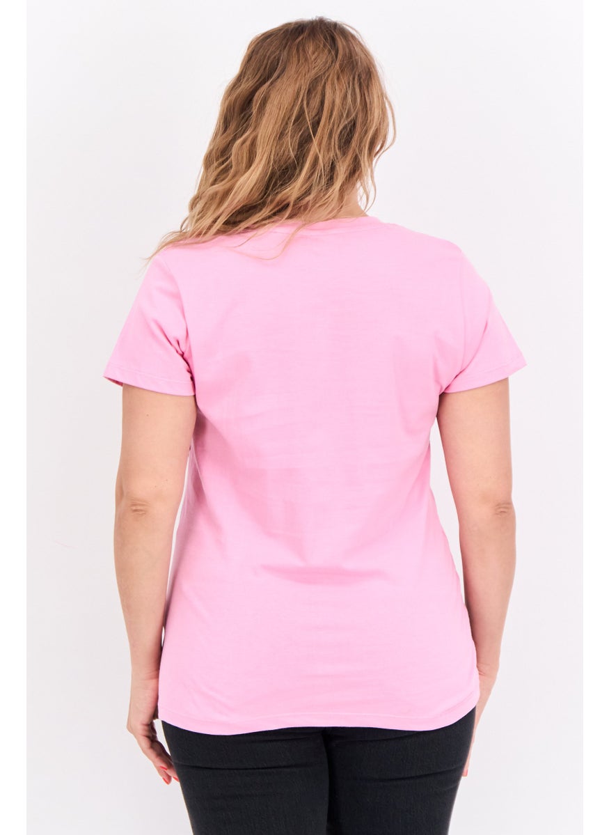 nickelodeon - Women Crew Neck Short Sleeves Garfield T-Shirt, Pink Combo - Image 1