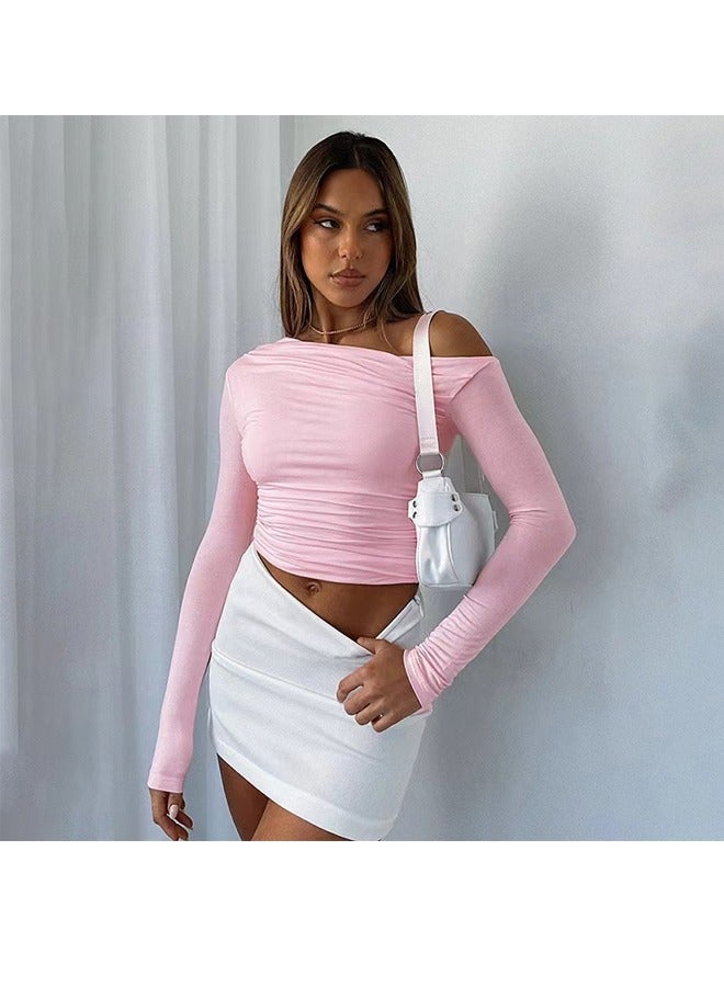 NIBEMINENT Oblique Shoulder Asymmetry Long Sleeve T-Shirt - Image 1