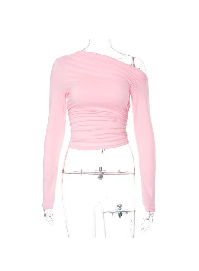NIBEMINENT Oblique Shoulder Asymmetry Long Sleeve T-Shirt - Image 4
