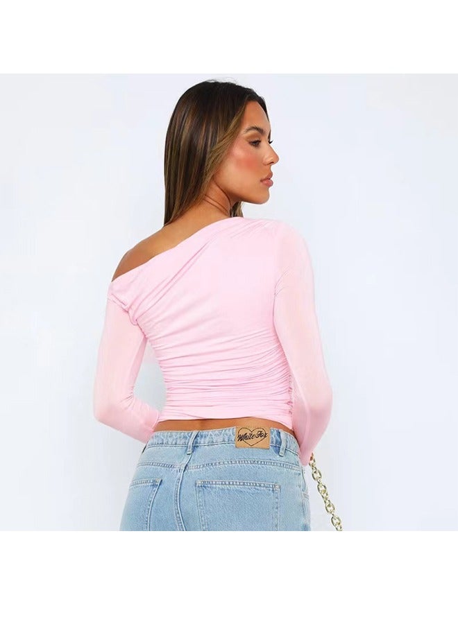 NIBEMINENT Oblique Shoulder Asymmetry Long Sleeve T-Shirt - Image 3