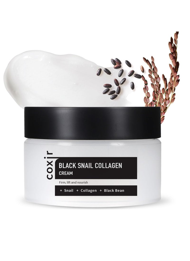 coxir [coxir] BLACK SNAIL COLLAGEN CREAM [30ml/1.01 fl.oz(Pack of 1)] Black-3-Complex: Black Rice, Bean, Sesame, Snail Mucin, Collagen, Peptide l Repairing&Firming l Korean Skin Care  - Image 1