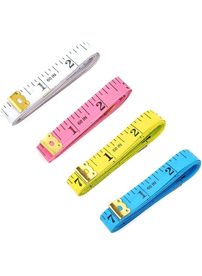 promass Soft Tape Measures Double-Scale 60-Inch/150cm Measure Ruler Bulk for Sewing Tailor Cloth,Double Scale Waist Measurement Set,Body Measurements(4-Pack White Pink Yellow Blue) - Image 1