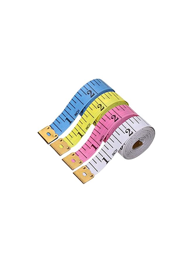 promass Soft Tape Measures Double-Scale 60-Inch/150cm Measure Ruler Bulk for Sewing Tailor Cloth,Double Scale Waist Measurement Set,Body Measurements(4-Pack White Pink Yellow Blue) - Image 2
