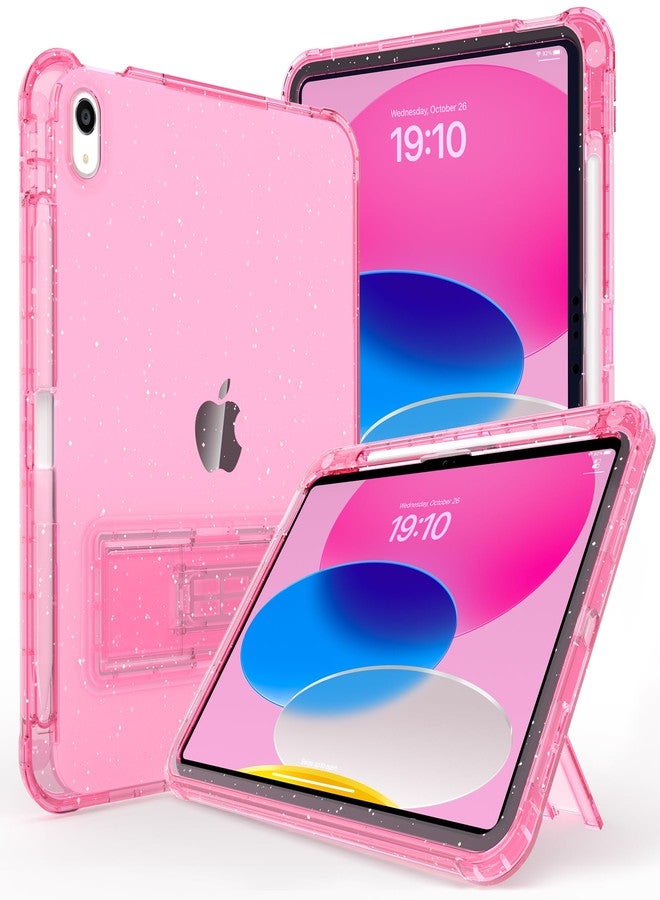 Rantice Case for iPad A16 11-inch 11th Generation, iPad 10th Generation Case 10.9 Inch, Pencil Holder & Kickstand - Slim, Glittery and Shockproof Bumper for Women and Girls, Pink Glitter - Image 1