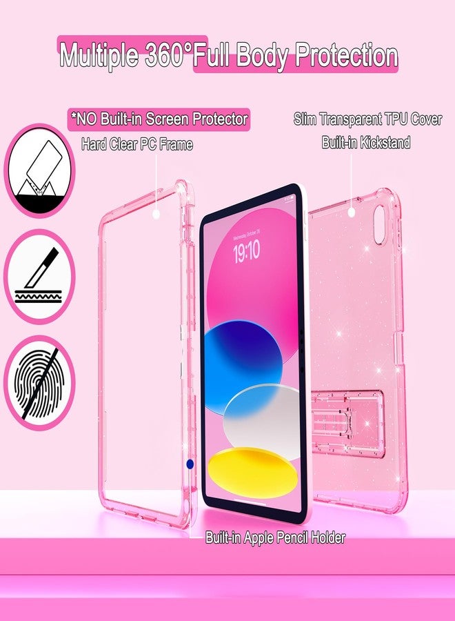 Rantice Case for iPad A16 11-inch 11th Generation, iPad 10th Generation Case 10.9 Inch, Pencil Holder & Kickstand - Slim, Glittery and Shockproof Bumper for Women and Girls, Pink Glitter - Image 2