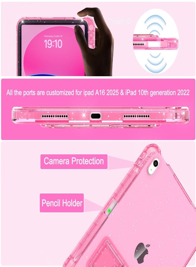 Rantice Case for iPad A16 11-inch 11th Generation, iPad 10th Generation Case 10.9 Inch, Pencil Holder & Kickstand - Slim, Glittery and Shockproof Bumper for Women and Girls, Pink Glitter - Image 3