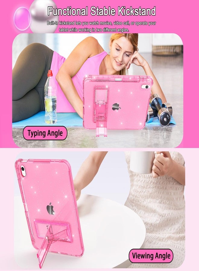 Rantice Case for iPad A16 11-inch 11th Generation, iPad 10th Generation Case 10.9 Inch, Pencil Holder & Kickstand - Slim, Glittery and Shockproof Bumper for Women and Girls, Pink Glitter - Image 5