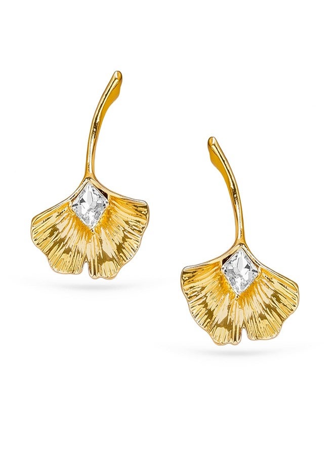Rubans Voguish Drop Earrings Stylish Jewellery with Petal Shape & AD Studded Gift for Women & Girls - Image 1