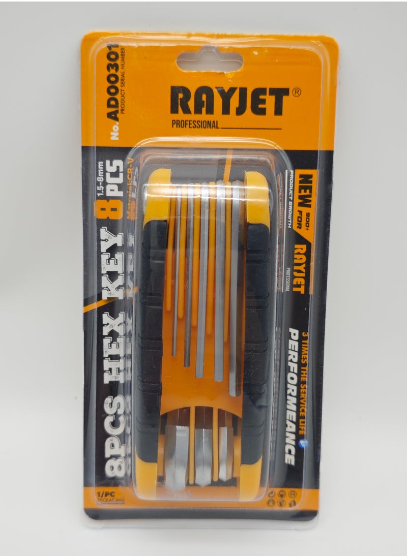 RAYJET Folding Flat Head Hex Key Set – Portable Multi-Tool Allen Wrenches