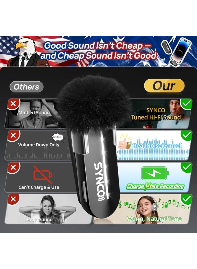 SYNCO P1XT Wireless Lavalier Microphone USB C for iPhone 15 Android Professional Lapel Mic for YouTube TikTok Vlogging Streaming Video Recording Type C Devices - Image 3