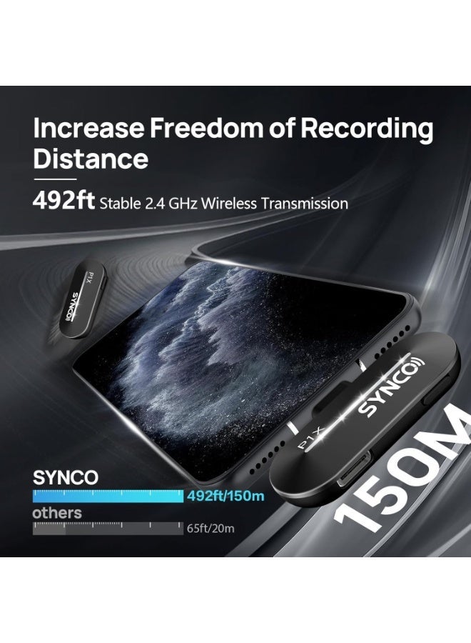 SYNCO P1XT Wireless Lavalier Microphone USB C for iPhone 15 Android Professional Lapel Mic for YouTube TikTok Vlogging Streaming Video Recording Type C Devices - Image 5