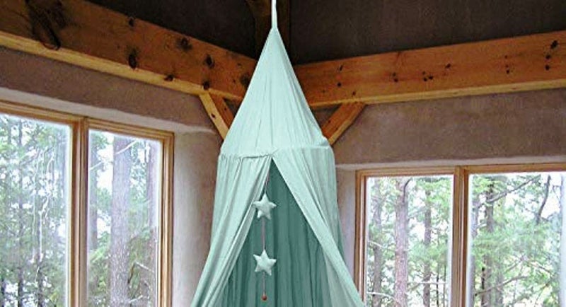 CREATIVE TEXTILES Bed Canopy for Children Round Dome, Cotton Mosquito Net, Room Decoration Reading Nook(Sea Green)) - Image 3