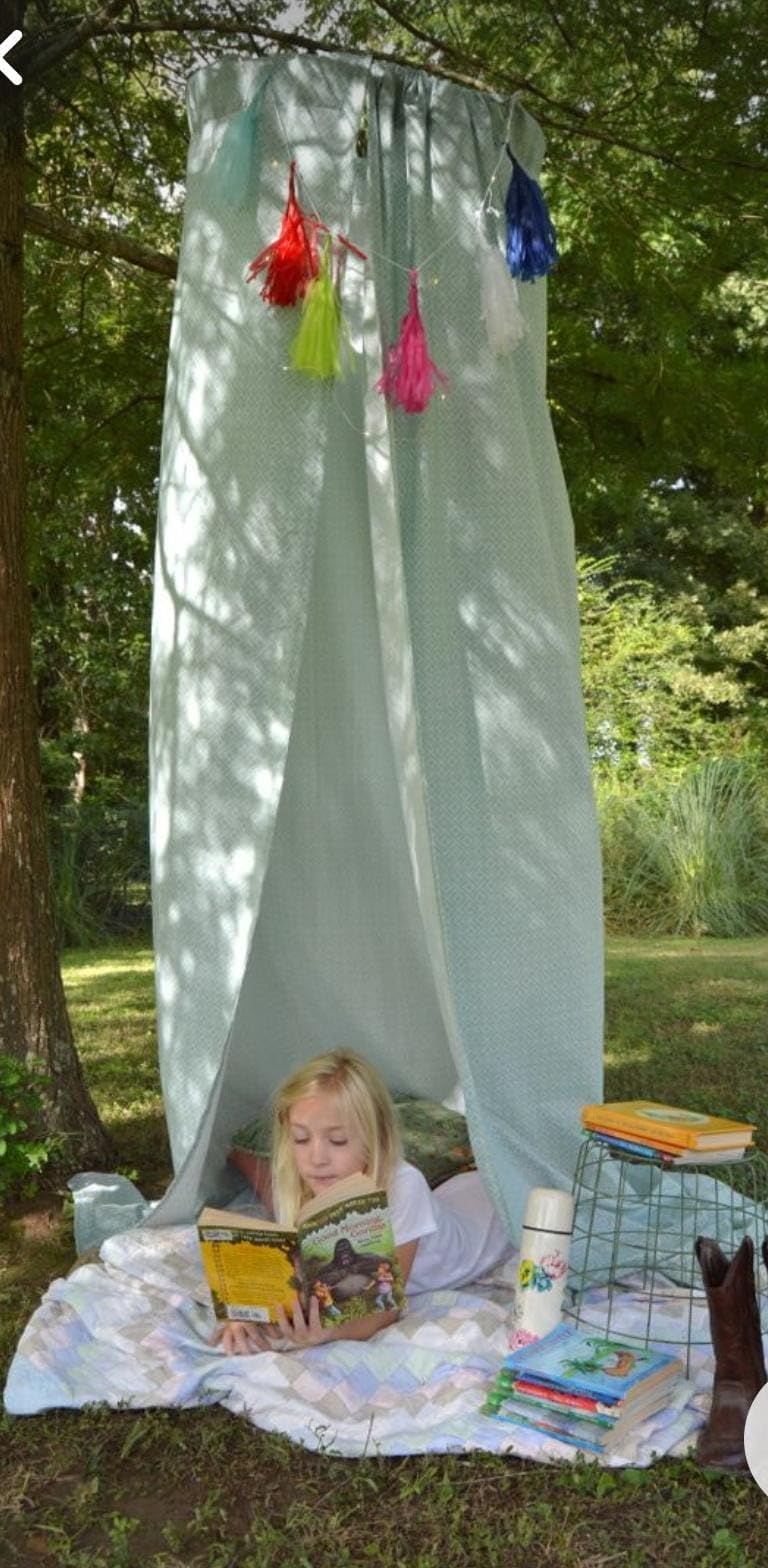 CREATIVE TEXTILES Bed Canopy for Children Round Dome, Cotton Mosquito Net, Room Decoration Reading Nook(Sea Green)) - Image 5