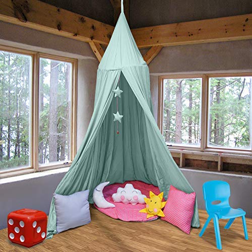CREATIVE TEXTILES Bed Canopy for Children Round Dome, Cotton Mosquito Net, Room Decoration Reading Nook(Sea Green)) - Image 2