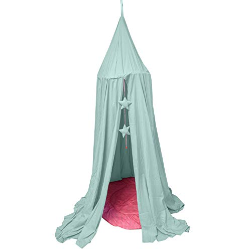 CREATIVE TEXTILES Bed Canopy for Children Round Dome, Cotton Mosquito Net, Room Decoration Reading Nook(Sea Green)) - Image 1