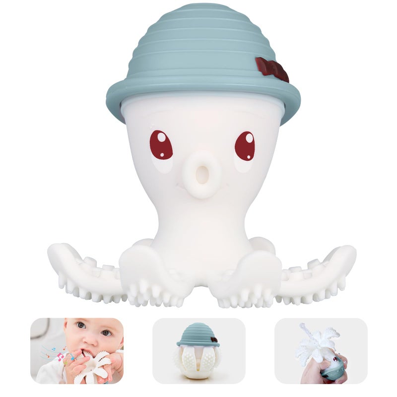 Mombella Baby Teether Teething Toys for Babies 312 Months Fun Baby Teething Toys for Infant 1218 Months Mombella Octopus Teethers 6 Month Old Silicone Comfort Chewing Toy for Kids Iron Green - Image 3