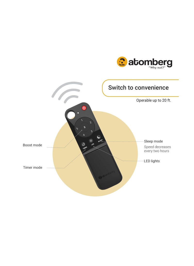 atomberg Renesa Smart+ 1200mm BLDC Ceiling Fan with IoT & Remote | Energy Efficient Ceiling Fan | High Air Delivery with LED Indicators (Golden Oakwood)
