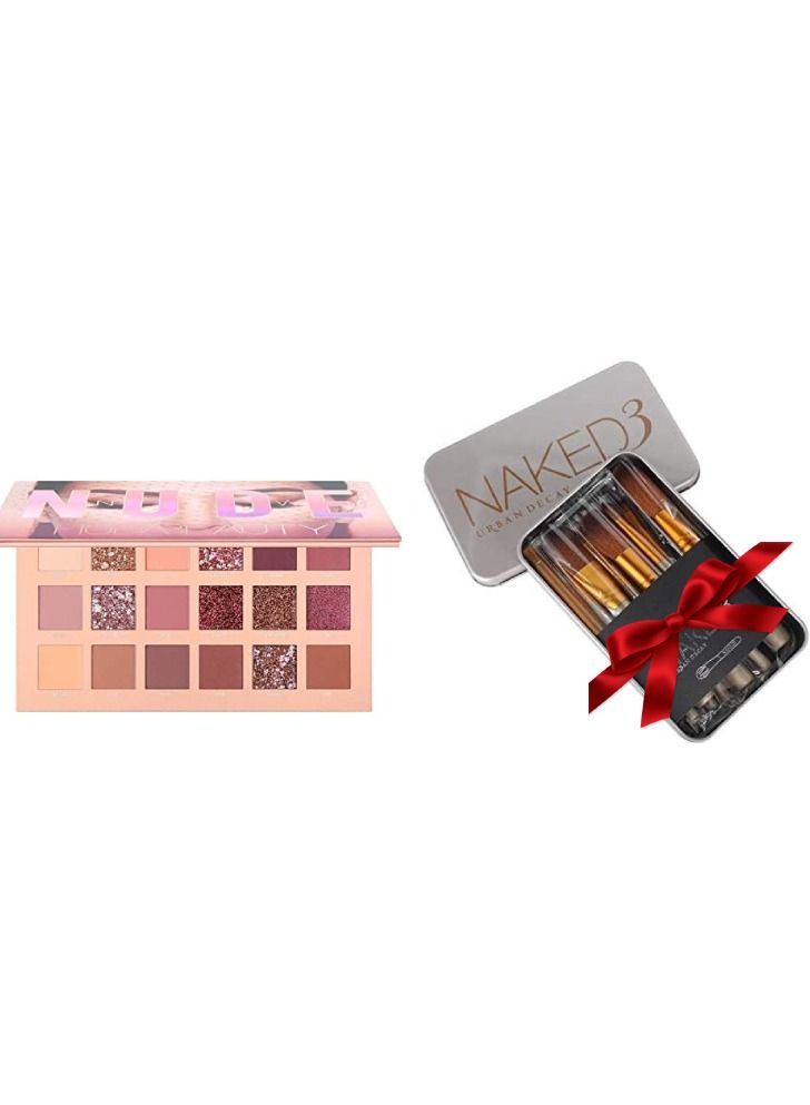 Nude Eyeshadow Palette Multicolour+Naked3 Make Up Brush Set