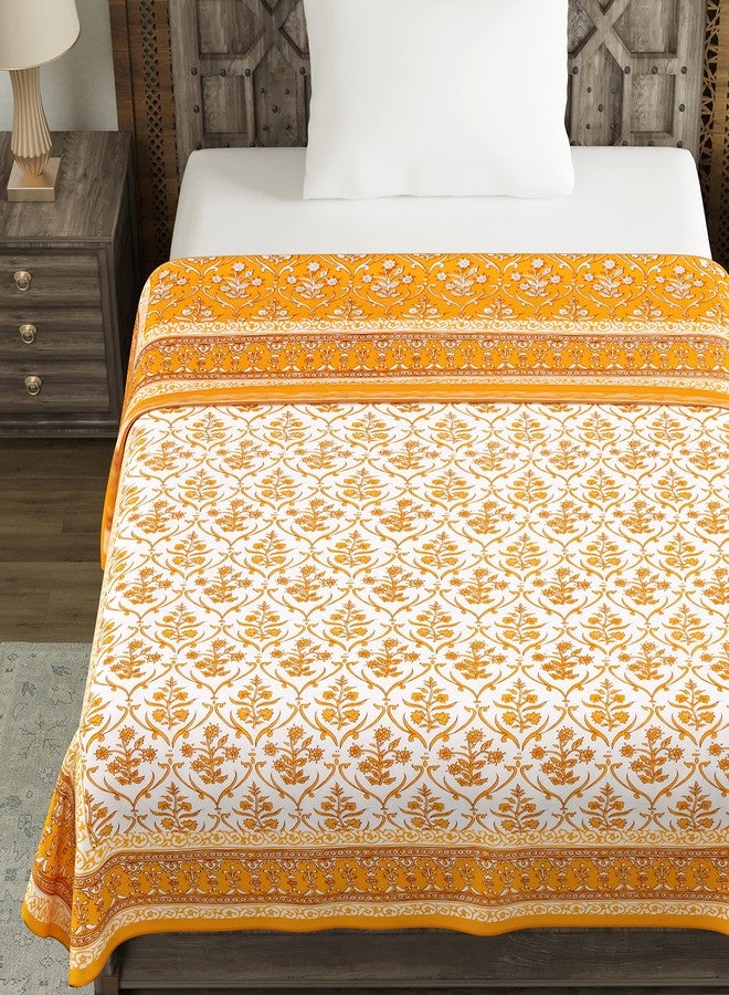 BLOCKS OF INDIA Summer Single Size Reversible Printed Malmal Cotton Dohar- Multicolor (Yellow)-300 TC - Image 3