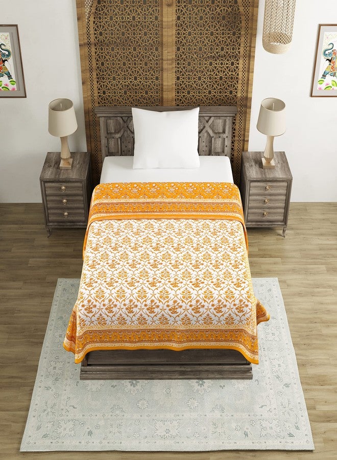 BLOCKS OF INDIA Summer Single Size Reversible Printed Malmal Cotton Dohar- Multicolor (Yellow)-300 TC - Image 2
