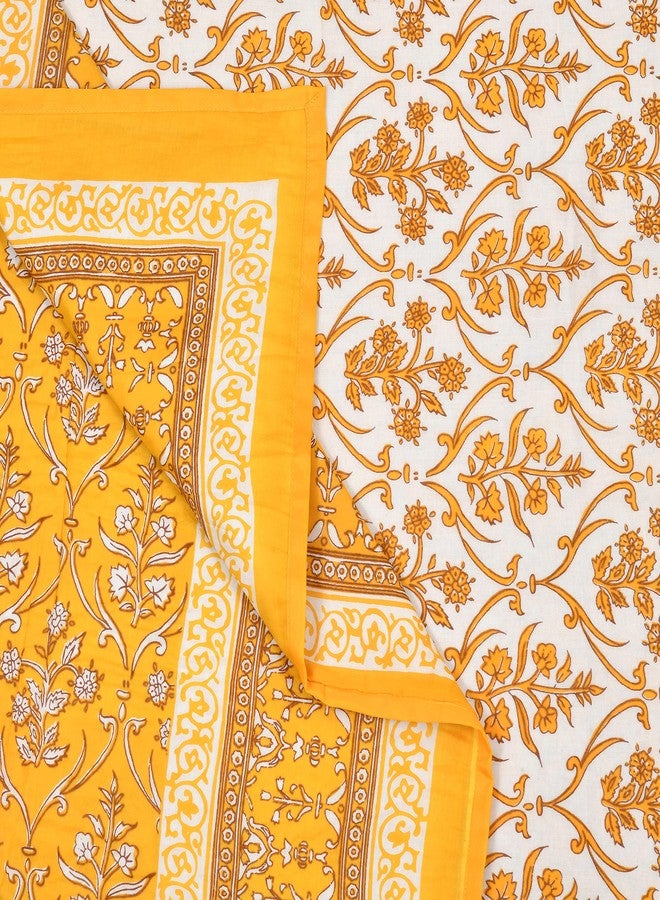 BLOCKS OF INDIA Summer Single Size Reversible Printed Malmal Cotton Dohar- Multicolor (Yellow)-300 TC - Image 4