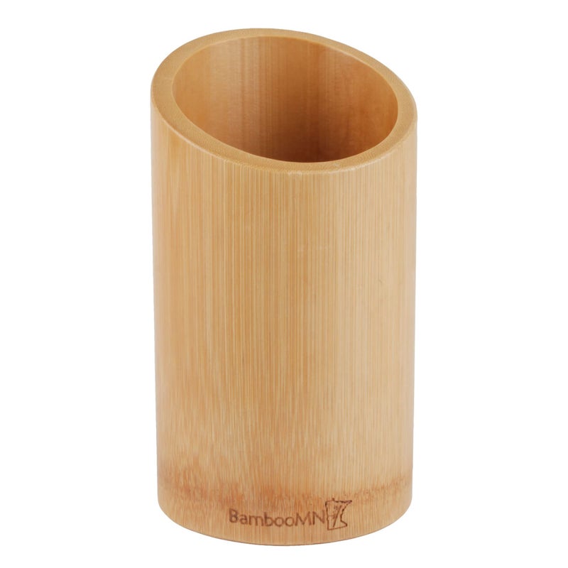 BambooMN Bamboo Kitchen Utensil Holder for Countertop  Utensil Crock for Cooking Utensils - 7"" x 4"" - Carbonized Brown - 1 Piece - Image 1