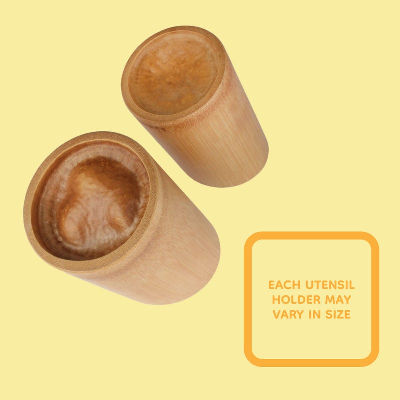 BambooMN Bamboo Kitchen Utensil Holder for Countertop  Utensil Crock for Cooking Utensils - 7"" x 4"" - Carbonized Brown - 1 Piece - Image 4