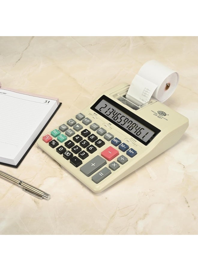 FIS Printing Calculator with 12-Digit Display, 1-Color Printing, Tax Function, White/Black/Grey - Image 5