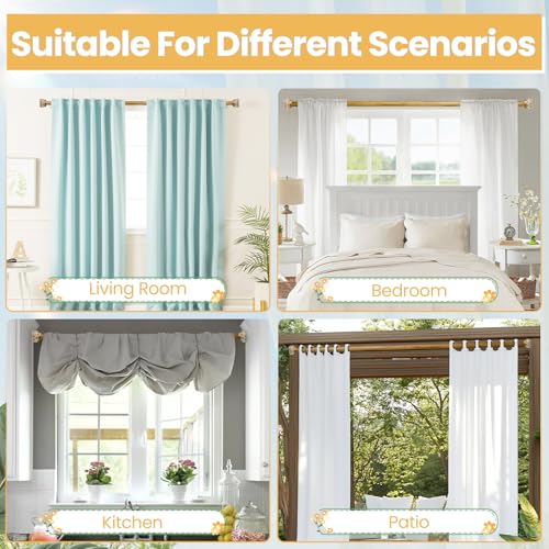 EQURROY Wood Curtain Rods for Windows 66 to 120 Inch(5.5-10ft), 1 Inch Diameter Heavy Duty Curtain Rod, Adjustable Decorative Drapery Poles with Carved Round Boho Finials For bedroom & livingroom - Image 5