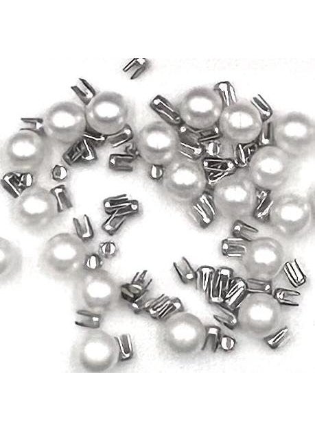 Generic Prabhas Designs Nails Rivet for Pearl Setting Machine 50g Approx 1800 pcs Pearl Rivet Buttons Pearl Hand made Tools for HatsShoesClothesBags Skirt Setting Machine Silver color 50 Grams  - Image 1