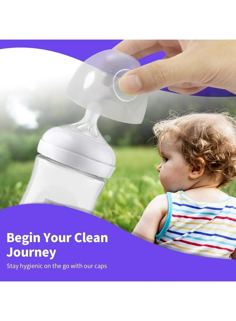Amanli 6 Count Baby Bottle Lids Compatible with Philips Avent Baby Bottles, Soft & Safe Bottle Caps for Avent Glass & Natural Bottles（White） - Image 2