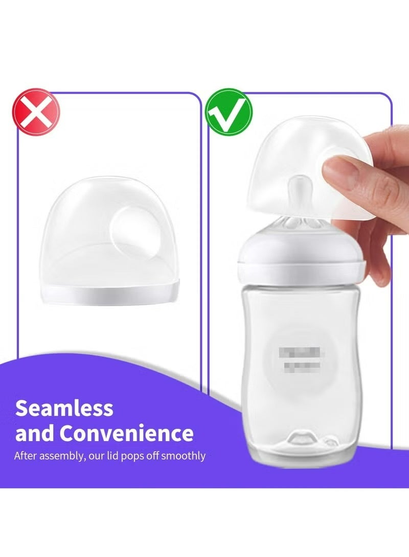 Amanli 6 Count Baby Bottle Lids Compatible with Philips Avent Baby Bottles, Soft & Safe Bottle Caps for Avent Glass & Natural Bottles（White） - Image 4