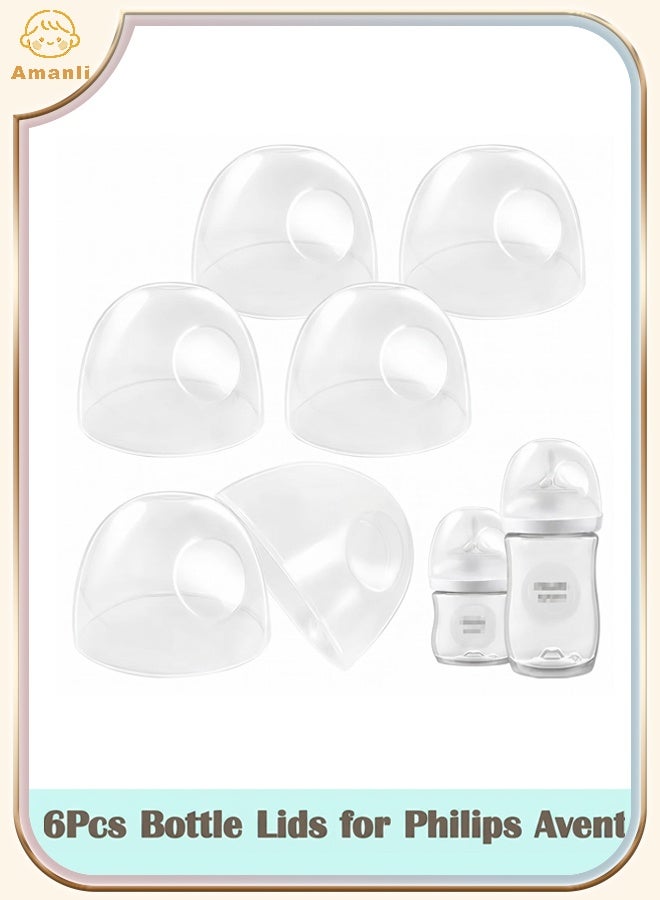 Amanli 6 Count Baby Bottle Lids Compatible with Philips Avent Baby Bottles, Soft & Safe Bottle Caps for Avent Glass & Natural Bottles（White） - Image 1