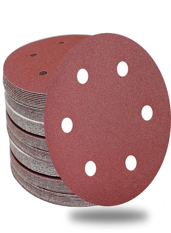 Tonmp 100 PCS 9-Inch 6-Hole Drywall Sanding Discs Set - 60 80 120 150 240 Grits Sandpaper, 9" Aluminum Oxide Hook-and-Loop Drywall Sander Paper for Power Drywall Sander - Image 1