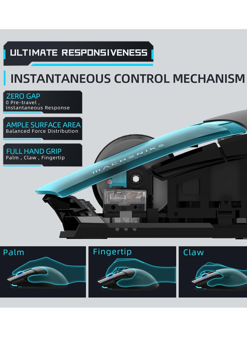 MACHENIKE M7 PRO Wireless Gaming Mouse, 26,000 DPI, PAW3395 Sensor, RGB Backlit, Ergonomic Design, 6 Programmable Buttons, Gaming Mouse Compatible with PC, Mac - Image 4